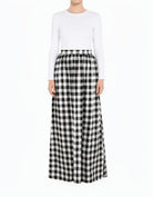 White Plaid Modest Maxi Skirt