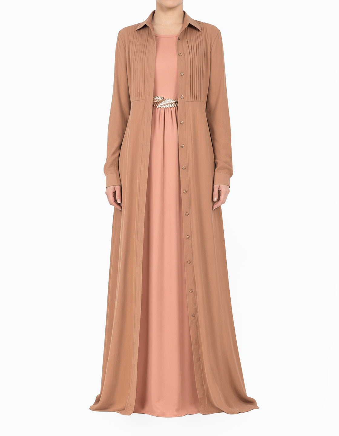 Mocha Tamara Button-Down Cardigan Modest Dress