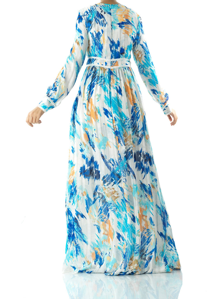 Hiba Abstract print silk chiffon maxi dress Kabayare