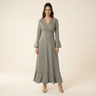 Houndstooth print maxi dress b Kabayare