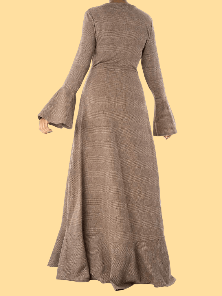 Houndstooth print maxi dress b Kabayare