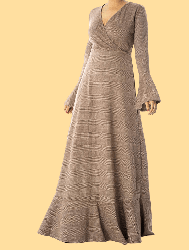 Houndstooth print maxi dress b Kabayare