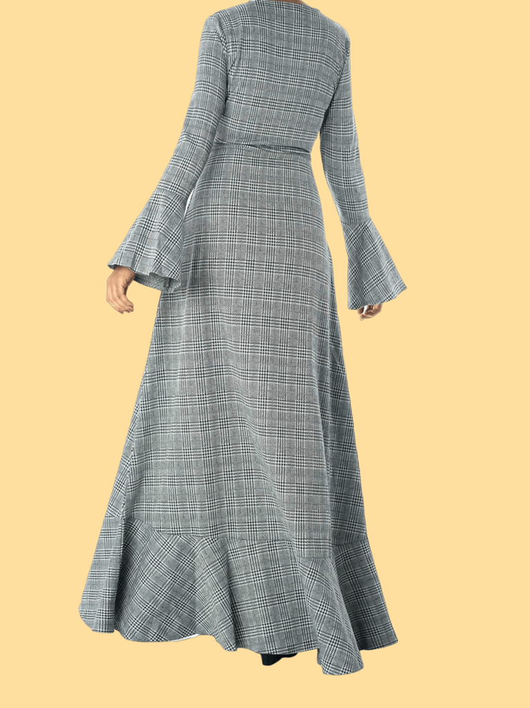 Houndstooth print maxi dress b Kabayare