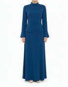 Jazz Blue Savile mock neck modest maxi dress Kabayare