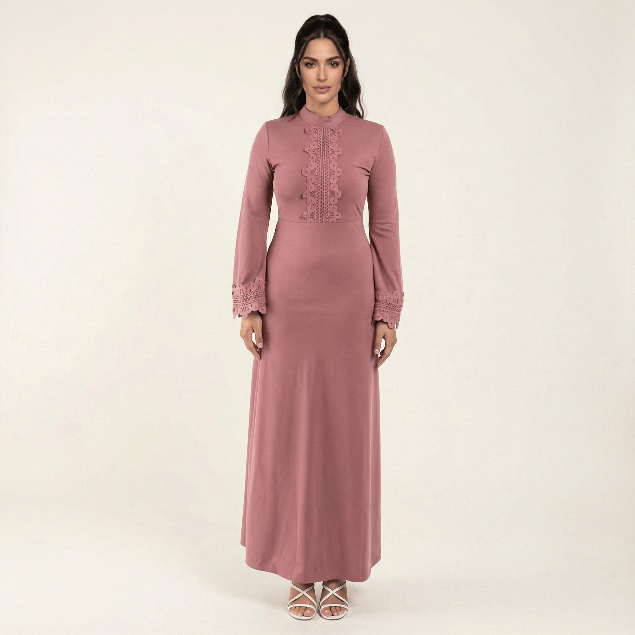 lace floral bell sleeve dress Kabayare