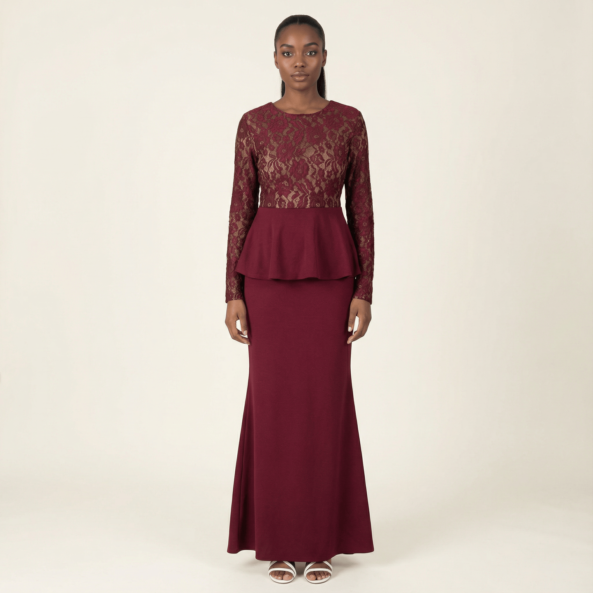 lace-top peplum maxi dress Kabayare