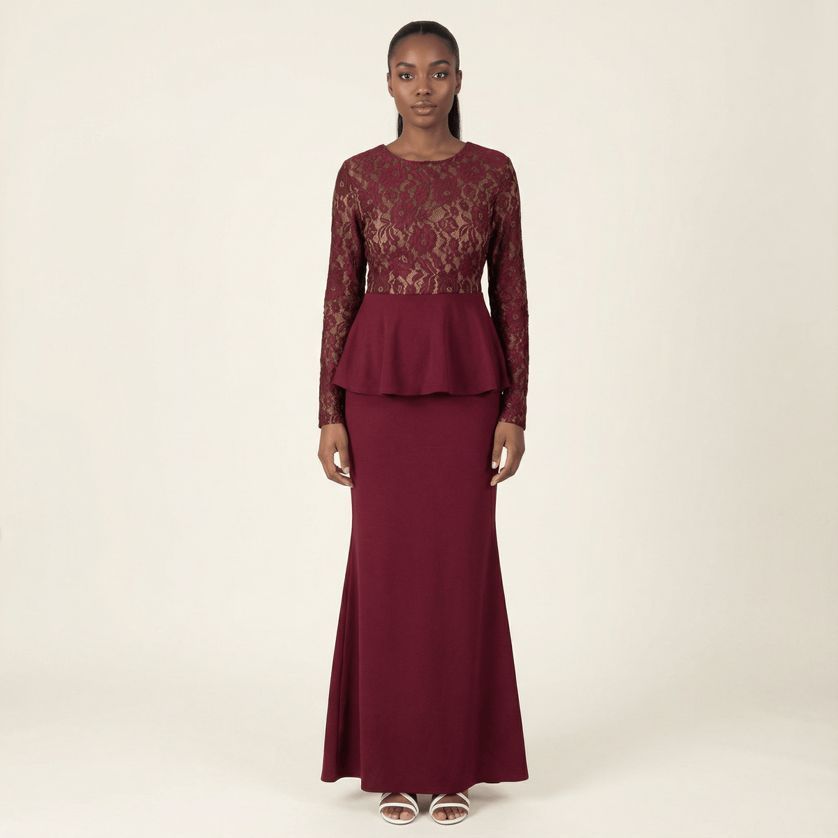 fitted lace wedding dress Classic Long Sleeve Peplum Maxi Dress | Dress fitted lace wedding dress Classic Long Sleeve Peplum Maxi Dress | Dress