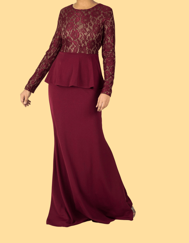 lace-top peplum maxi dress Kabayare