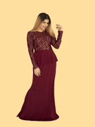 lace-top peplum maxi dress Kabayare