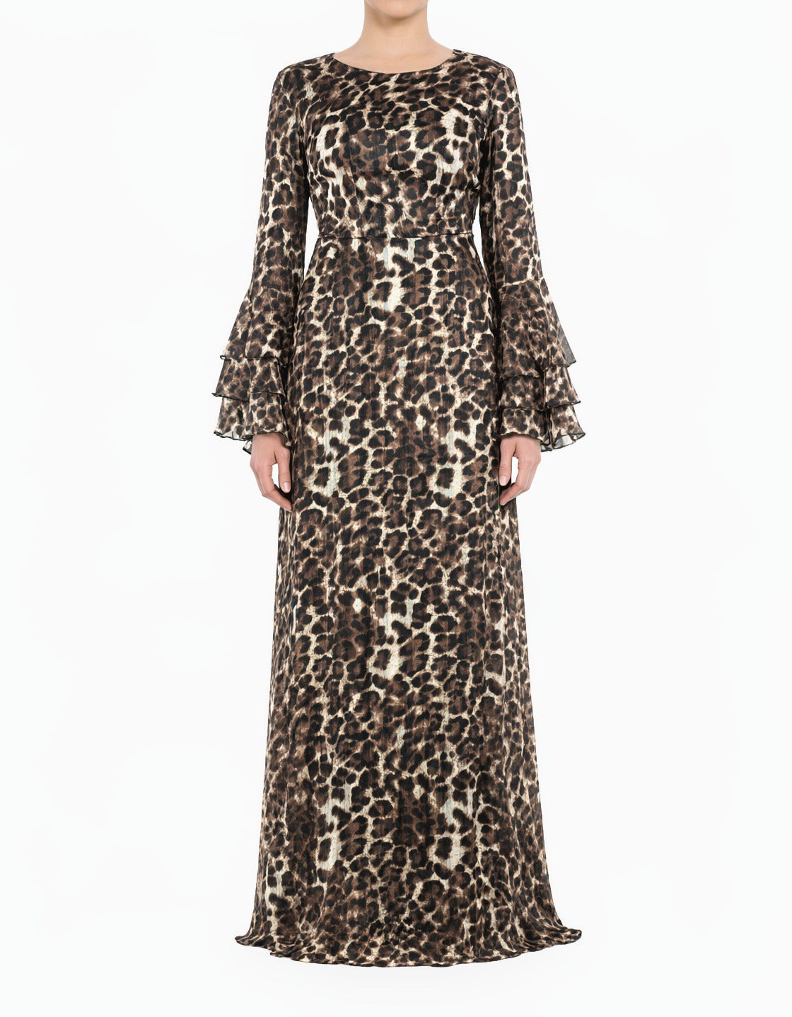 Leopard Verona Bell Sleeve Modest Maxi Dress Kabayare