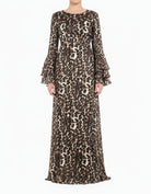 Leopard Verona Bell Sleeve Modest Maxi Dress Kabayare