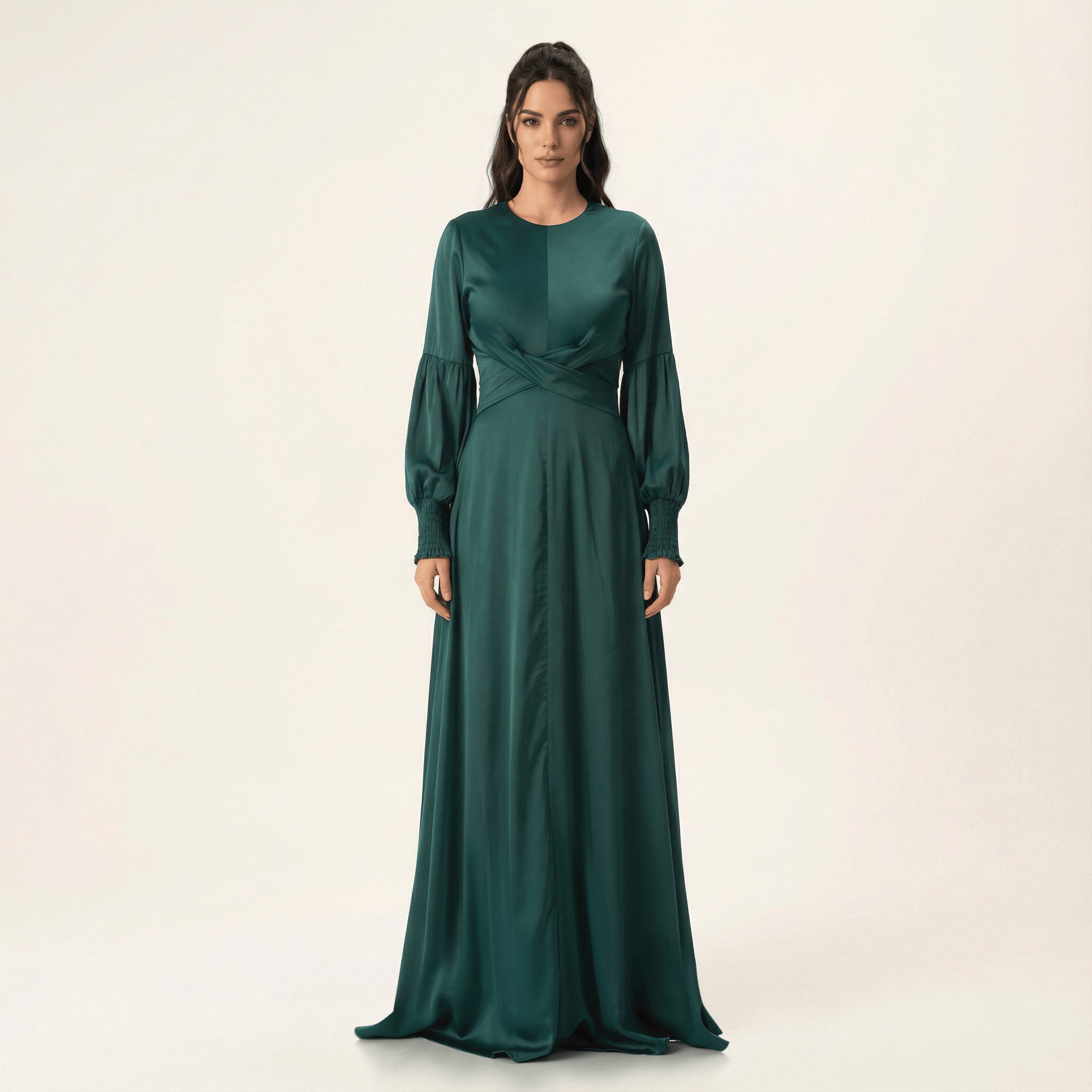 Marigold jasmine satin modest maxi dress Kabayare