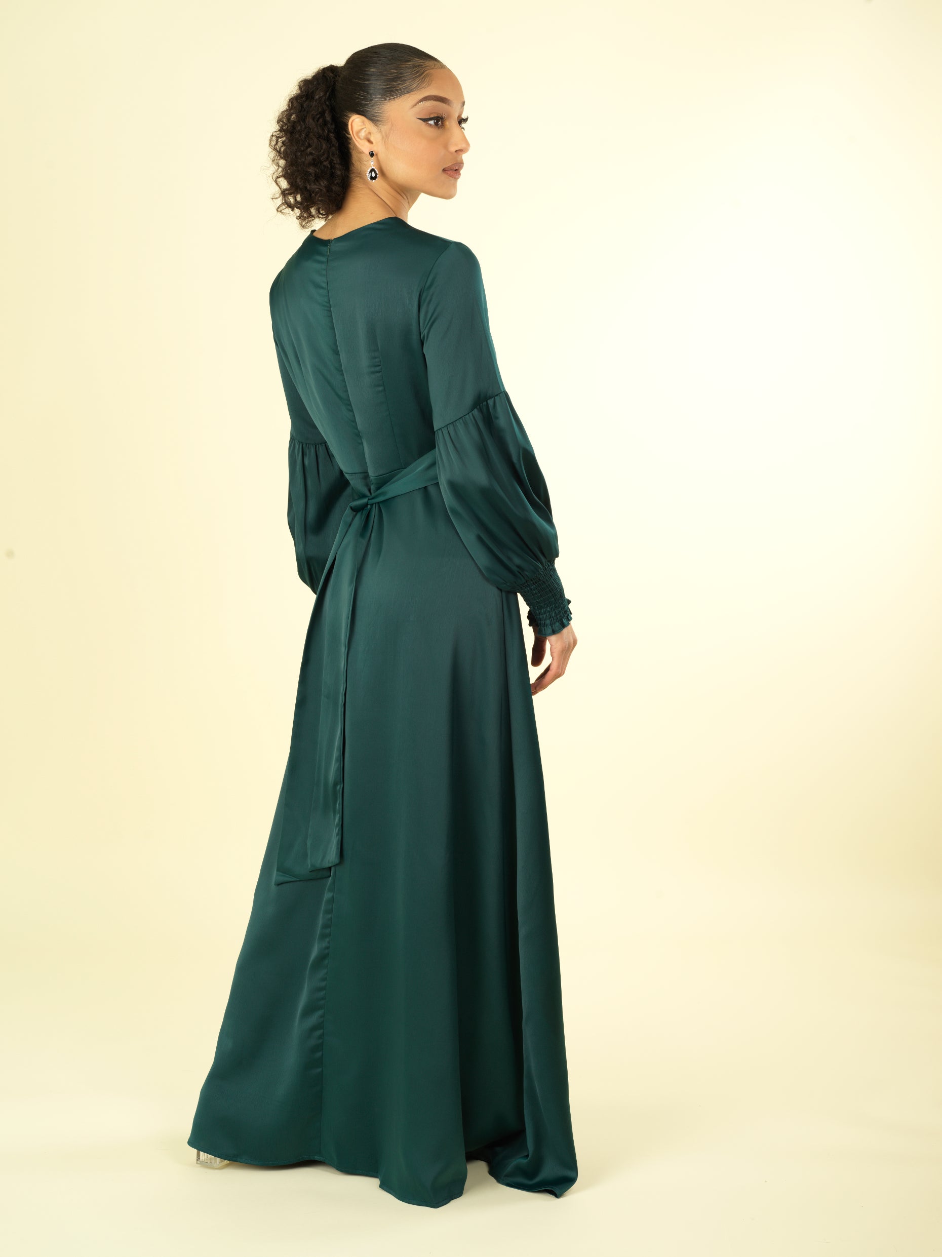 Marigold jasmine satin modest maxi dress