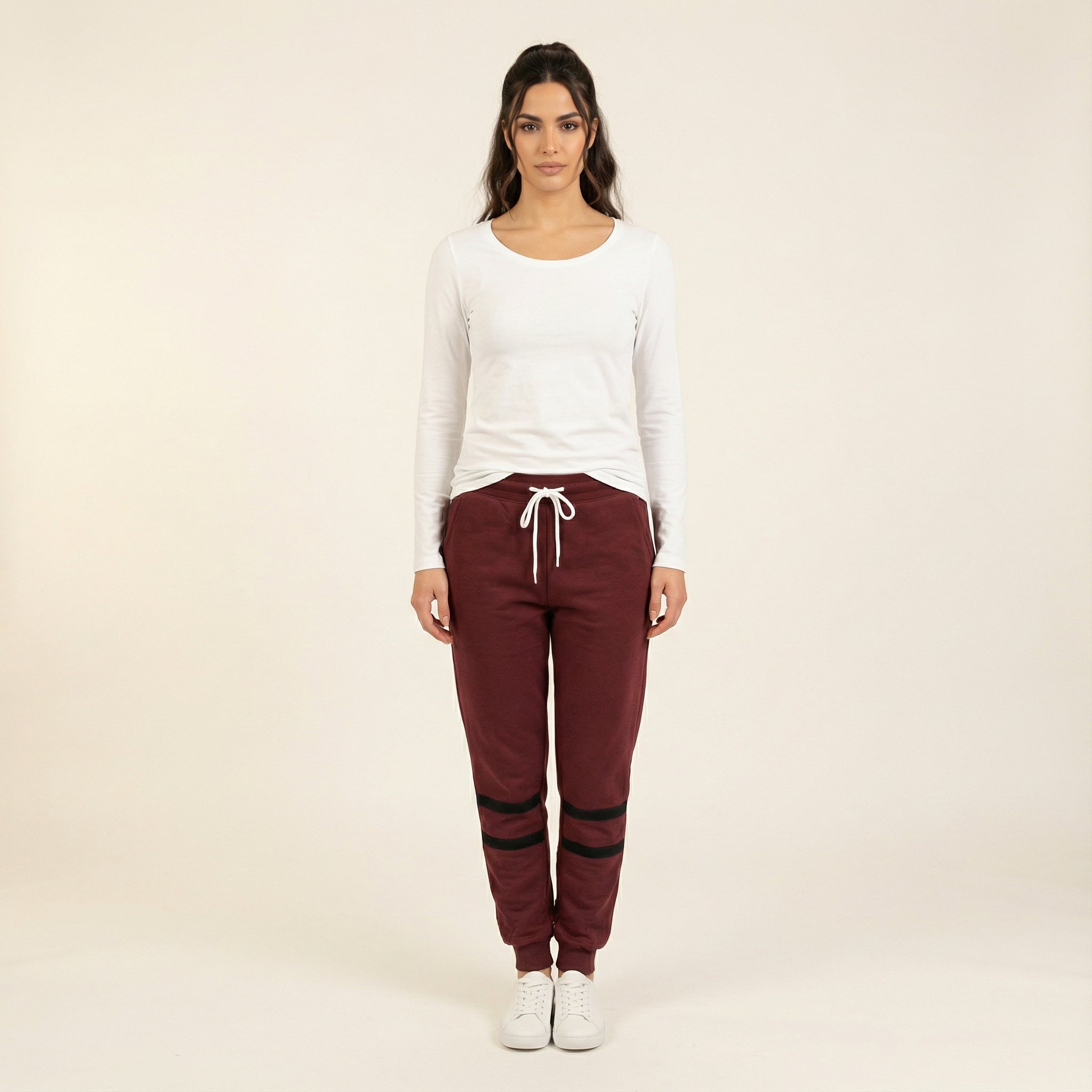 Maroon Modest Chic Sweat Pants Kabayare