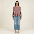 Mauve Lace Peplum Top Kabayare