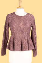 Mauve Lace Peplum Top Kabayare