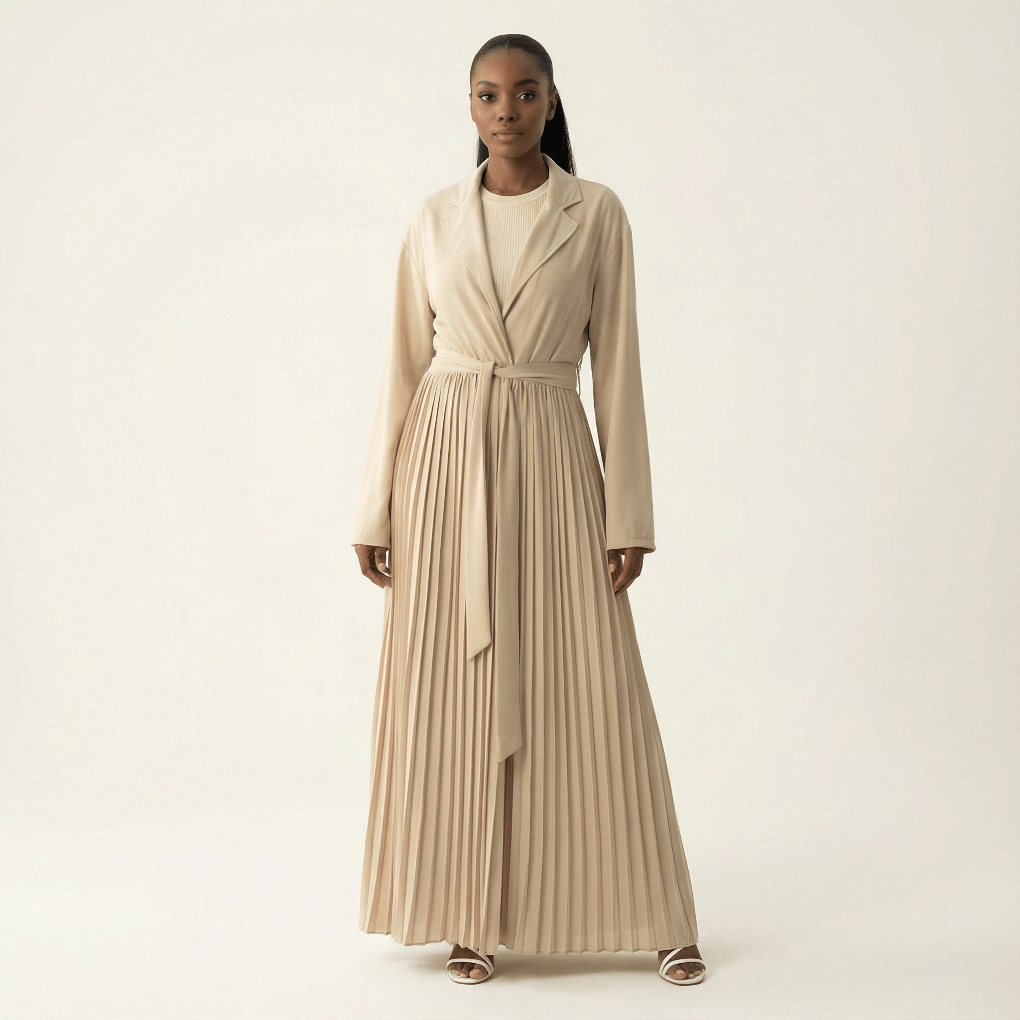 Maxi cardigan abaya Pearly Pleated jacket Kabayare