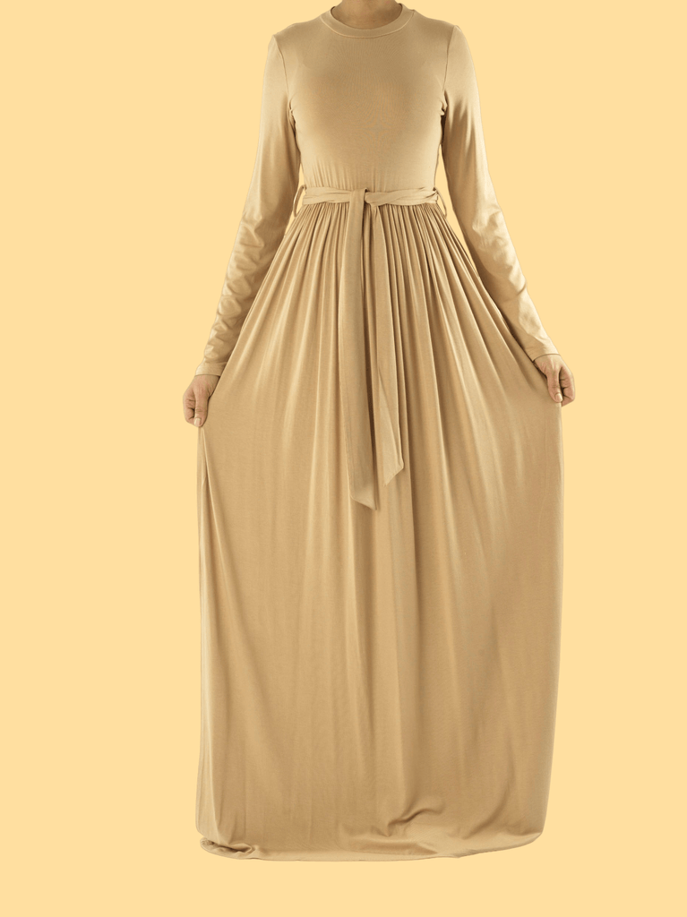 Mocha Chia Cotton Candy Jersey Maxi  Dress Kabayare