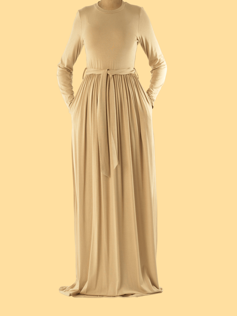 Mocha Chia Cotton Candy Jersey Maxi  Dress Kabayare