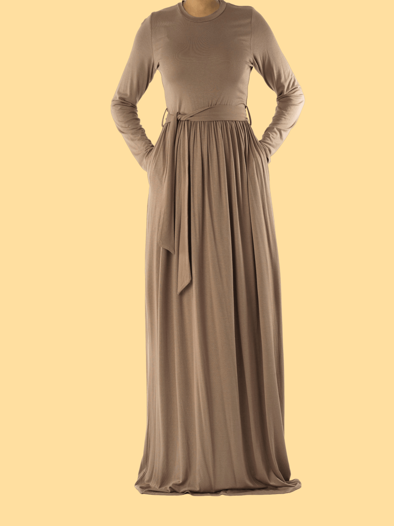 Mocha Cotton Candy Jersey Maxi  Dress ( Extra Soft) Kabayare