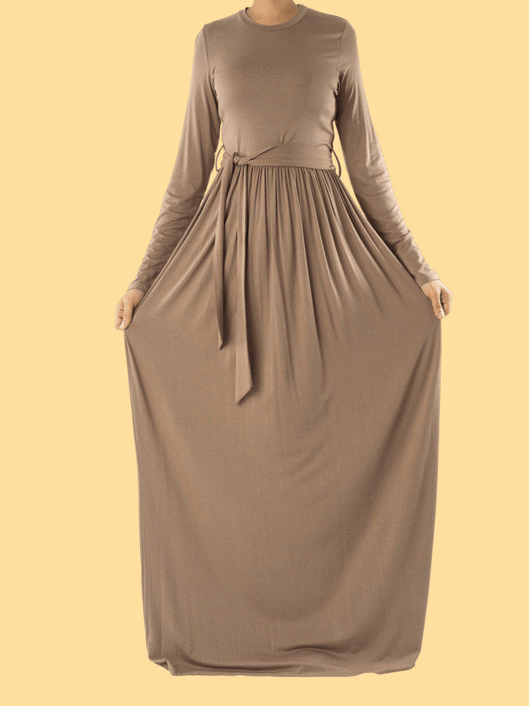Mocha Cotton Candy Jersey Maxi  Dress ( Extra Soft) Kabayare