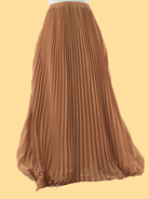 Mocha pleated chiffon Maxi Skirt Kabayare
