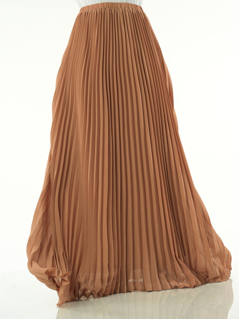 Mocha pleated Maxi Skirt Kabayare