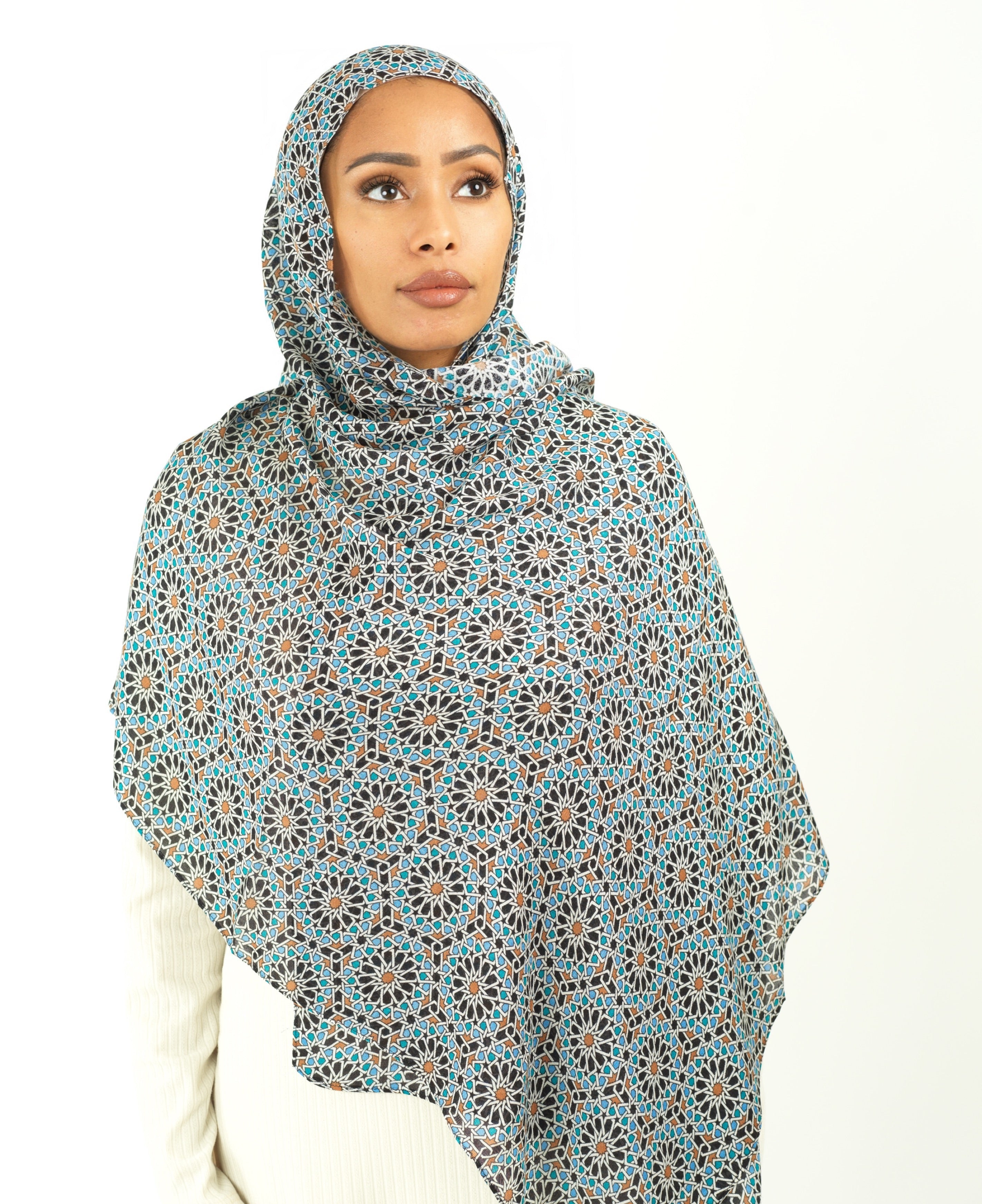 Moroccan art modal print hijab Kabayare