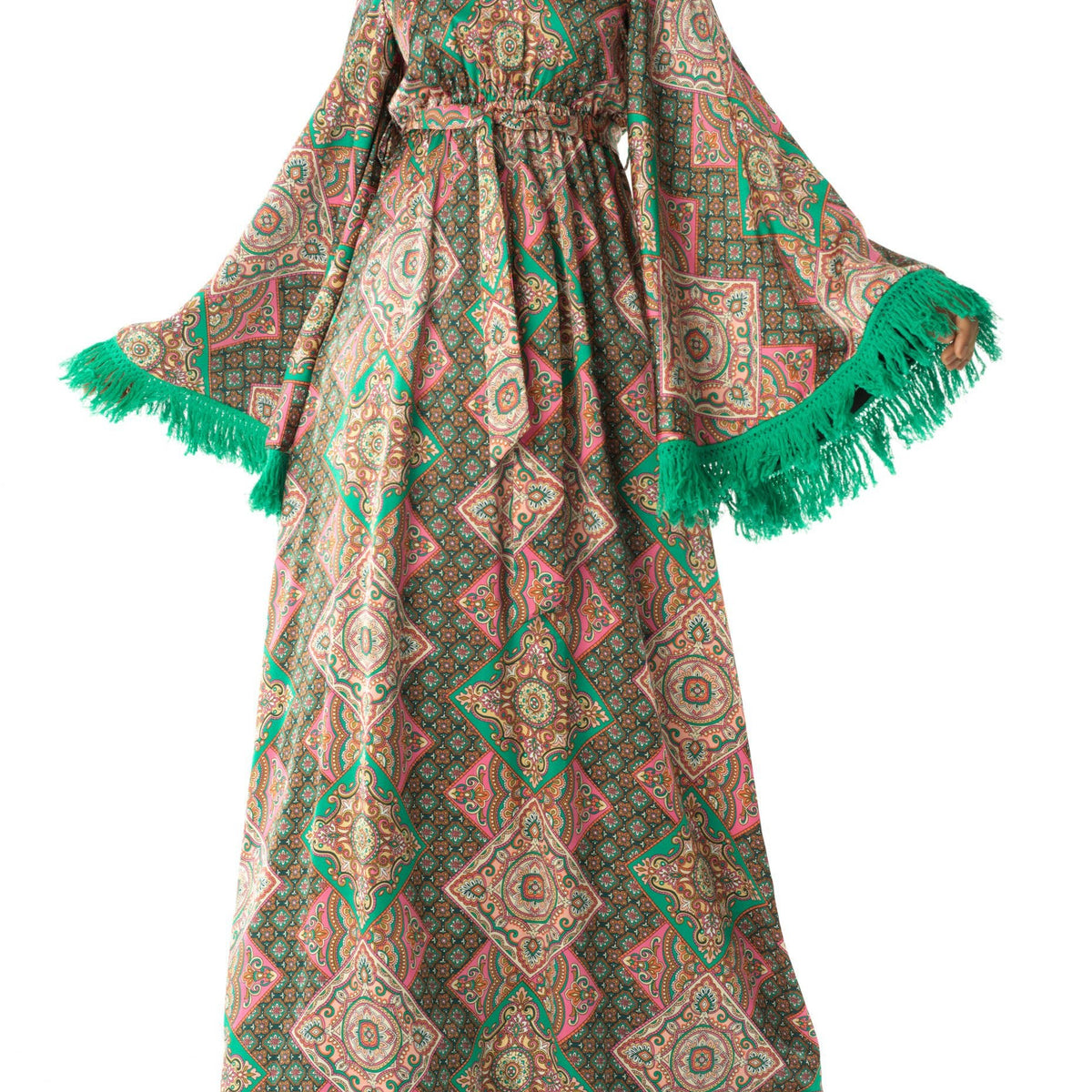 moroccan midi dress Moroccan print captivated in tassel modest maxi dress