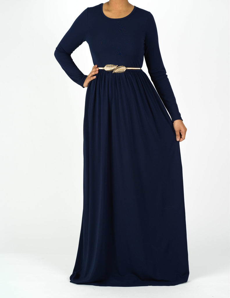 Navy Original Milk Silk Maxi Dress Kabayare