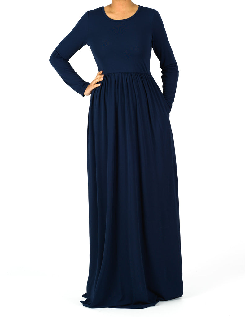 Navy Original Milk Silk Maxi Dress Kabayare