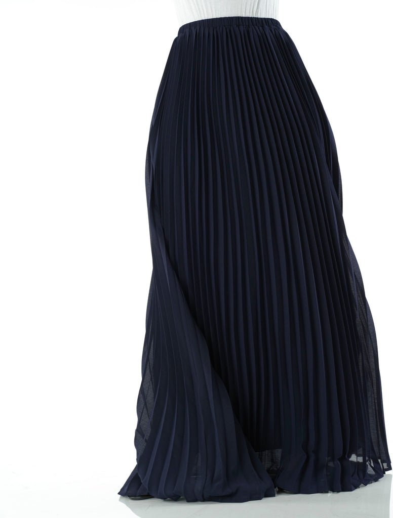 Navy pleated chiffon Maxi Skirt Kabayare