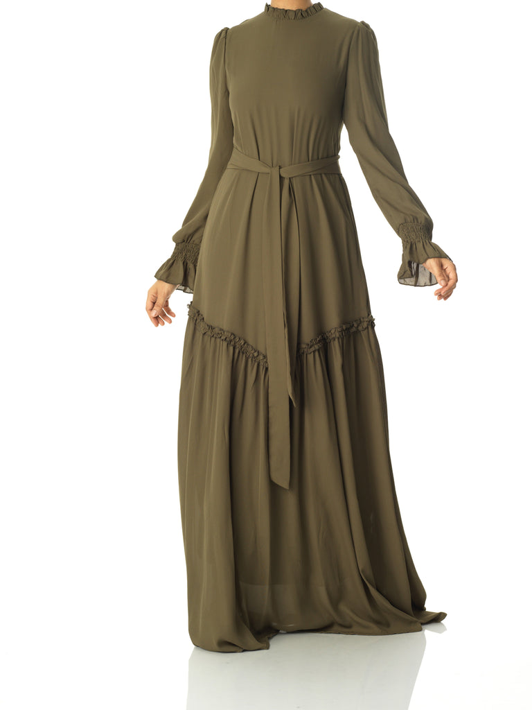 Olive Barcelona long sleeve maxi dress Kabayare