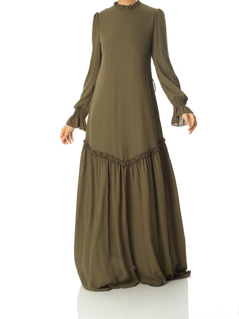 Olive Barcelona long sleeve maxi dress Kabayare