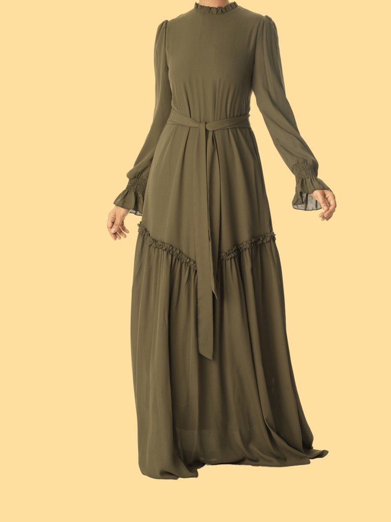 Olive Barcelona long sleeve maxi dress Kabayare