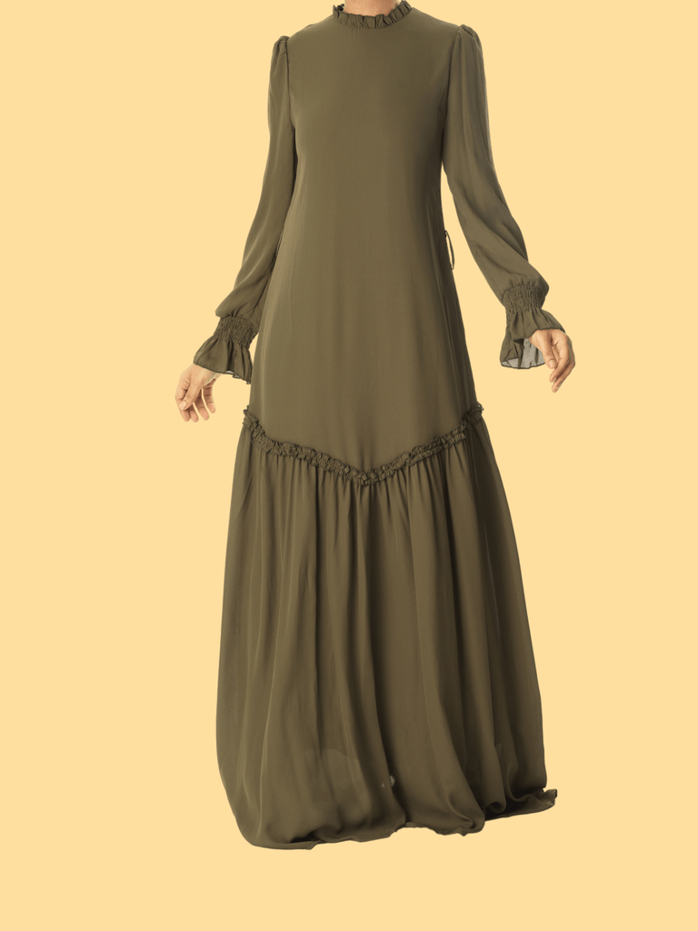 Olive Barcelona long sleeve maxi dress Kabayare