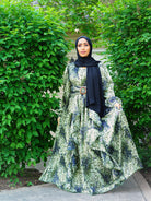 Olive cheetah floral print maxi dress Kabayare