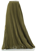 Olive pleated Maxi Skirt Kabayare