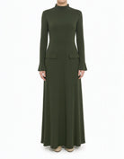 Olive Savile mock neck modest maxi dress Kabayare