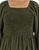Olive Sorrento Smocked Tiered Modest Maxi Dress: smocked bodice detail