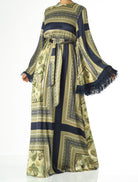 Olive tassle Paisley  modest maxi dress Kabayare