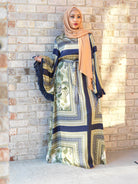 Olive tassle Paisley  modest maxi dress Kabayare