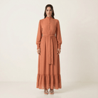 Olivia crepe long sleeve maxi modest dress Kabayare