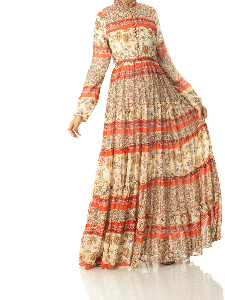 Orange bohemian Marigold maxi dress Kabayare