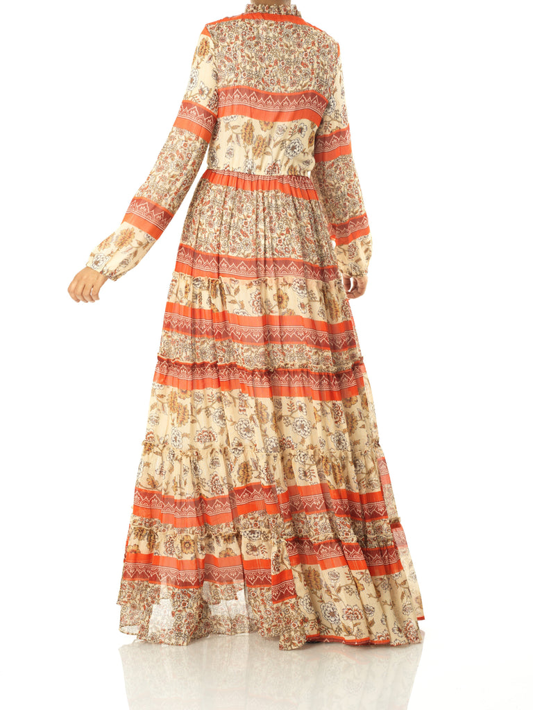 Orange bohemian Marigold maxi dress Kabayare