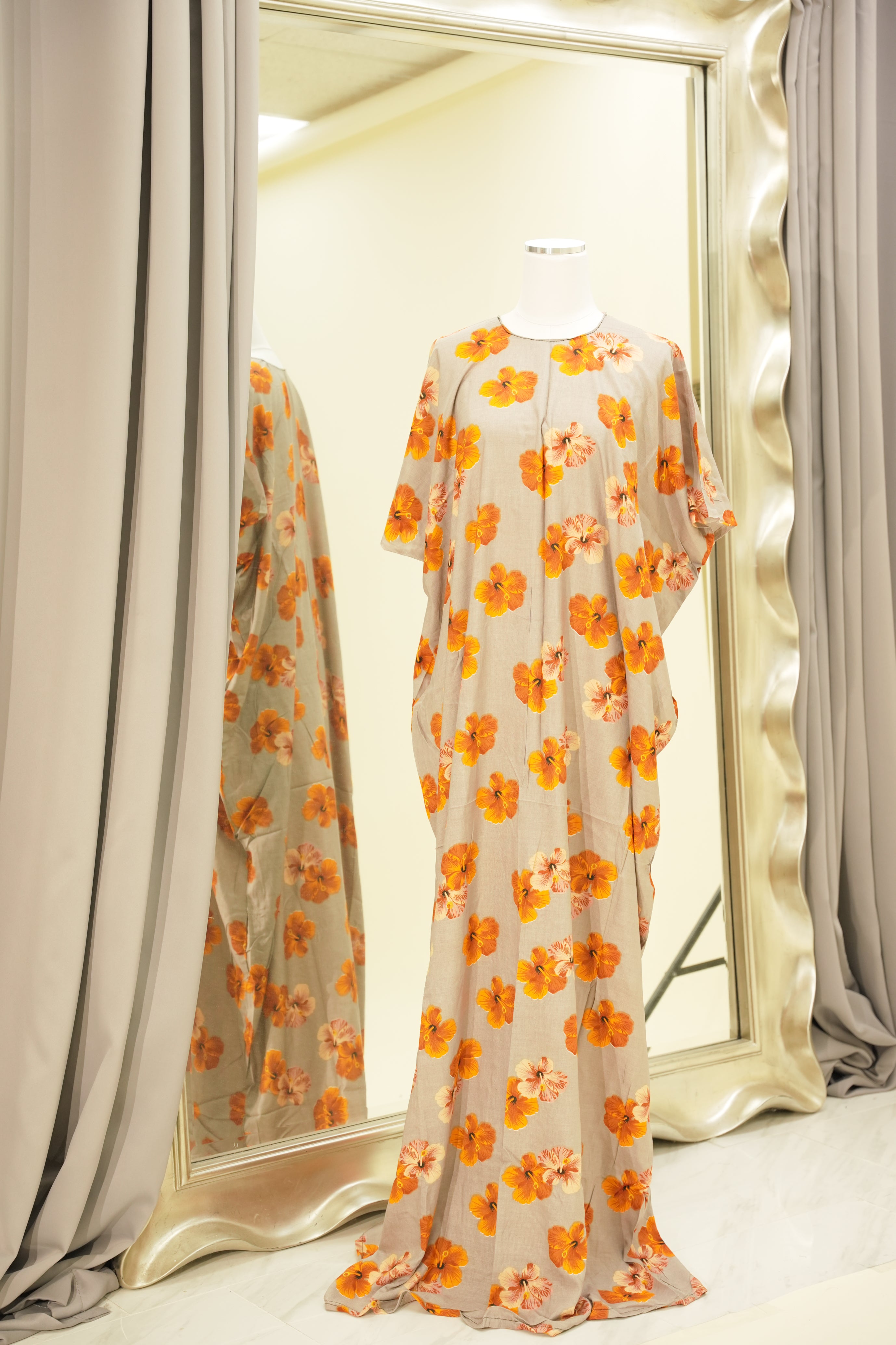 Orange petals print bati dress Kabayare