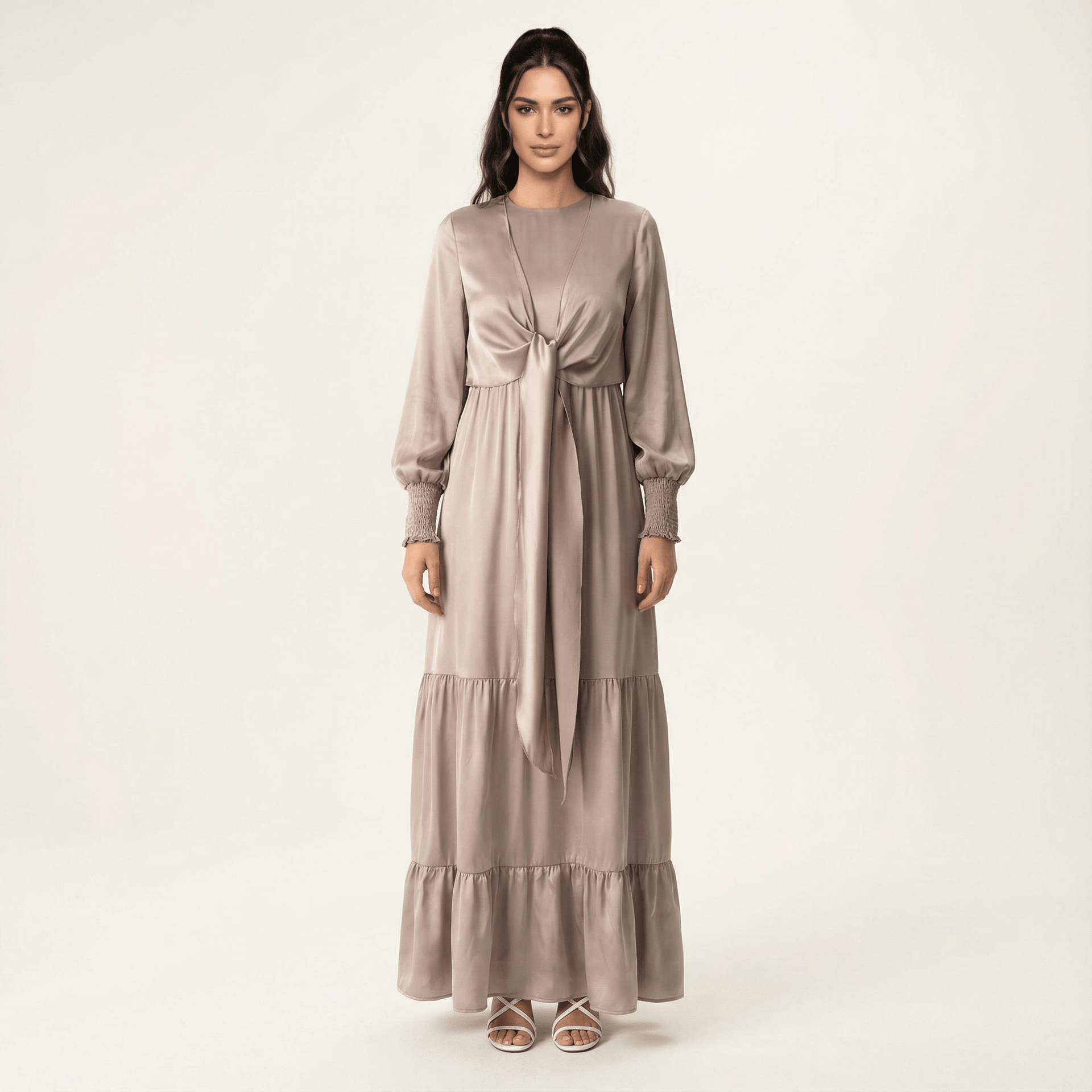 open lace back dress Summer Crush Maxi Dress Light Gray Pastel – MKTP main image 1