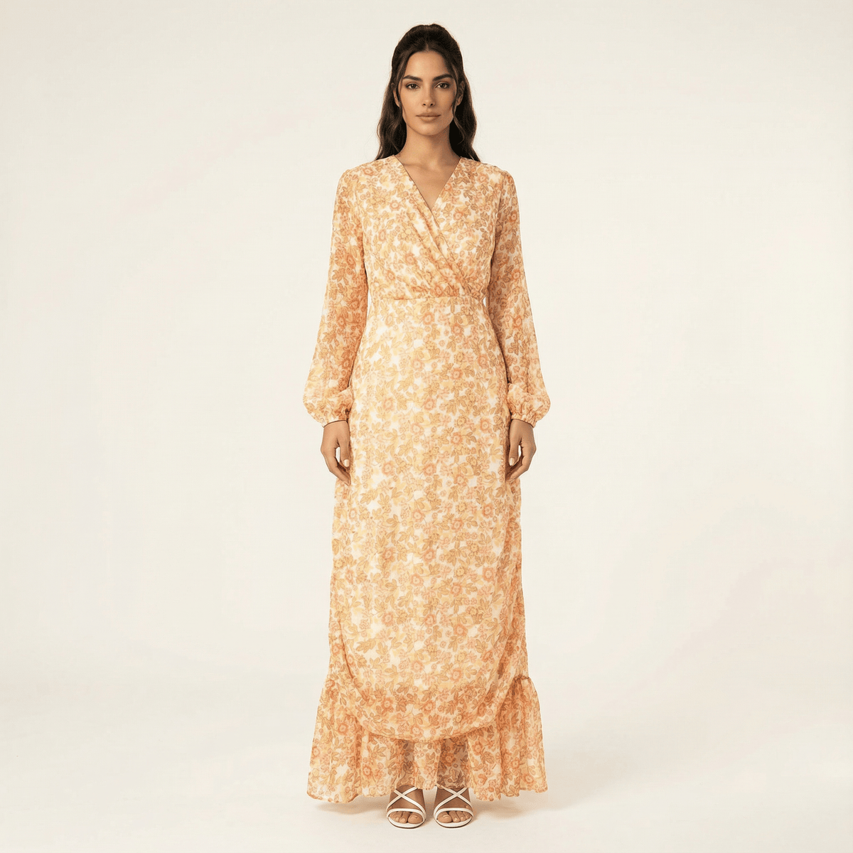 Pastel Floral with hint of gold Petite maxi dress | Dress  Kabayare