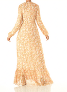Pastel Floral with hint of gold Petite maxi dress Kabayare