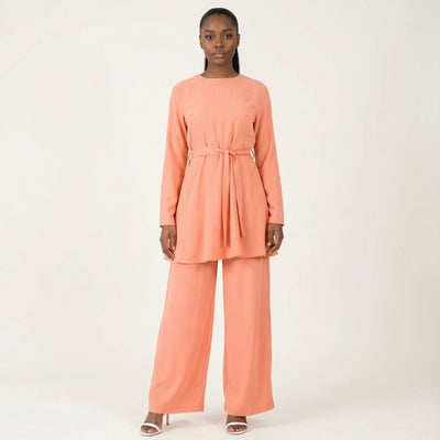 Peach Blush Solid Modest Matching set